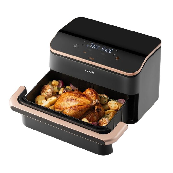 Freidora de aire con doble resistencia y tecnología Dual Blaze, para cocinar varios alimentos a la vez