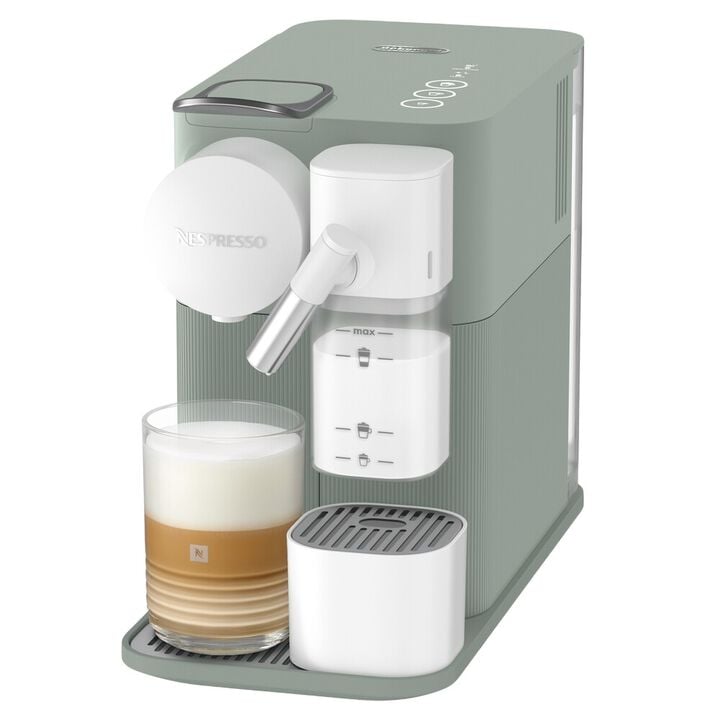 Cafetera de c&aacute;psulas Nespresso De&rsquo;Longhi Lattissima One con 5 recetas con leche de un solo bot&oacute;n. Tiene dep&oacute;sito de agua de 1 L, recipiente de leche compacto apto para lavavajillas, bandeja plegable y apagado autom&aacute;tico.