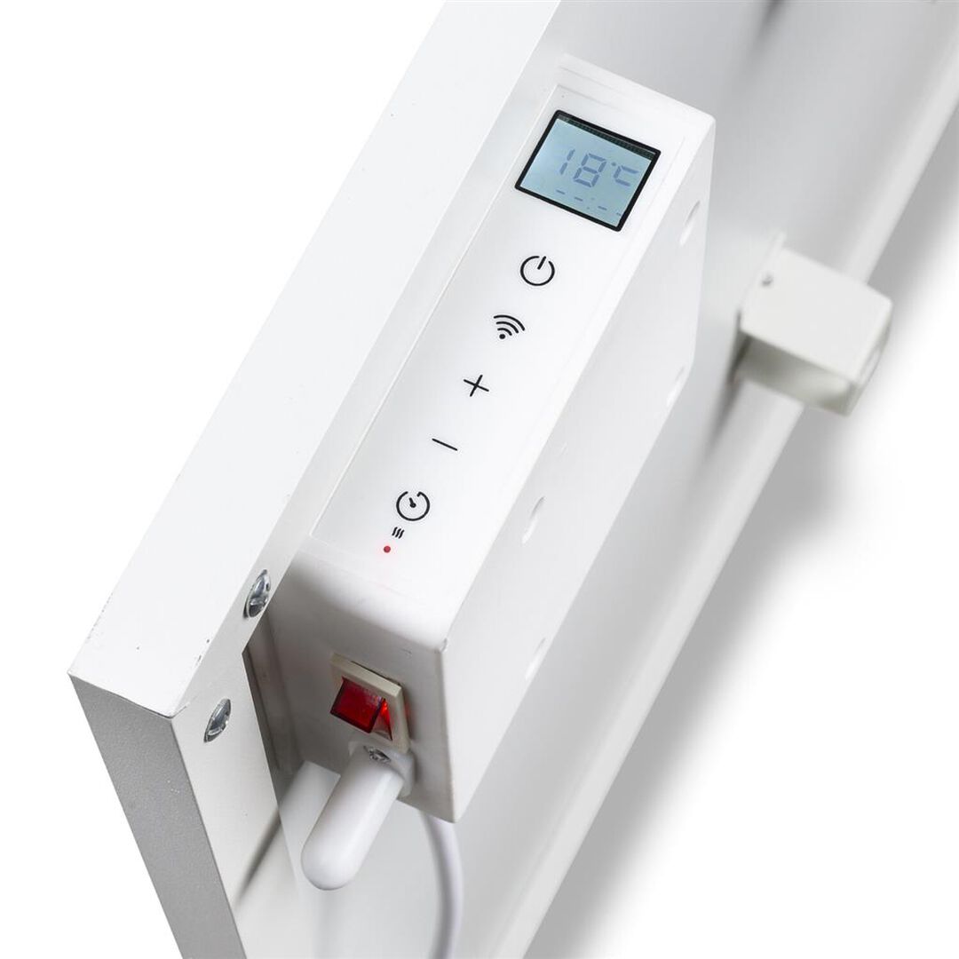 Elegante calefactor de panel de infrarrojos de 540 W con montaje en pared para una calefacción rápida, eficaz y sostenible. Incluye función de temporizador y programación. Controle el calefactor Smart por voz o a través de la aplicación Princess.