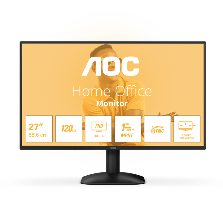 AOC 27B31H Monitor 27" FHD, 120Hz, IPS, 1ms MPRT, Adaptive Sync. (1920x1080, 1x HDMI 1.4), Negro