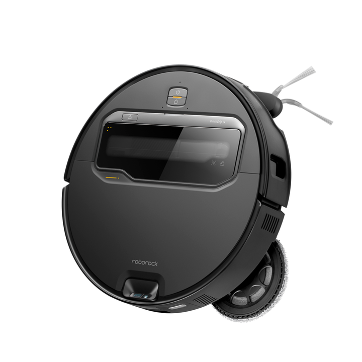 Descubre el robot friegasuelos Roborock Saros Z70, un dispositivo potente de 65W que ofrece hasta 180 minutos de autonomía y un funcionamiento silencioso de solo 65 dB(A), todo en un elegante diseño negro.