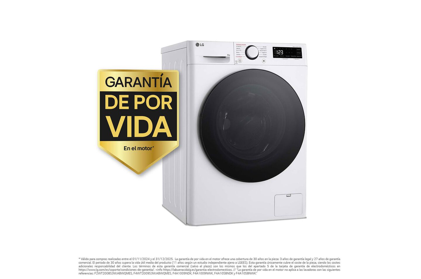 Lavadora LG 8 kg con AI Direct Drive, Steam y fondo 47,5 cm