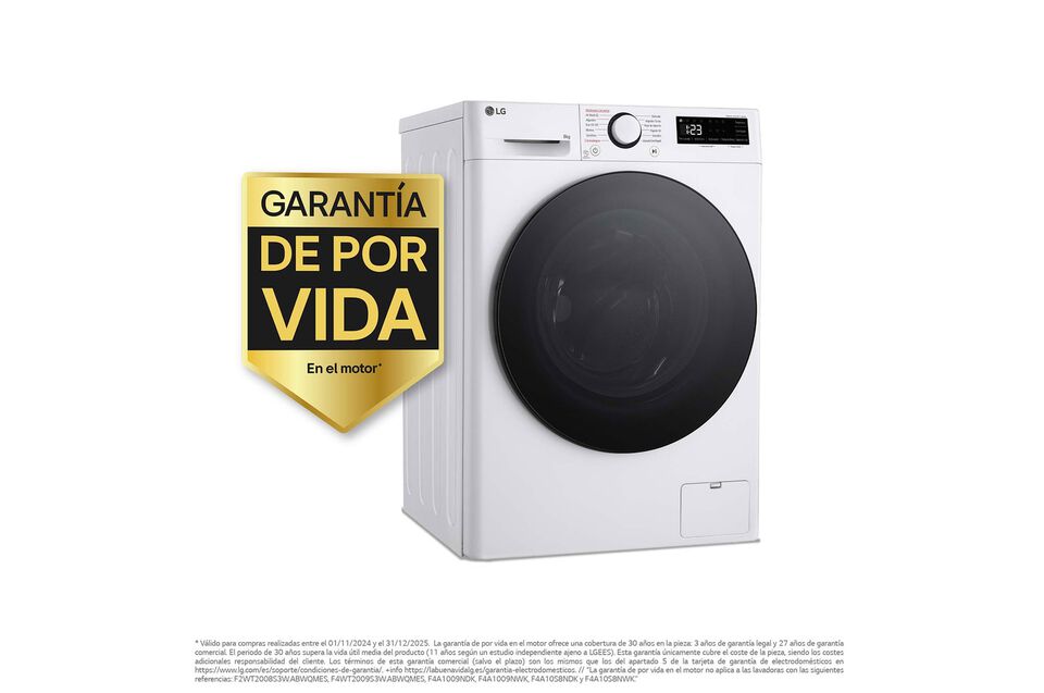 Lavadora LG 8 kg con AI Direct Drive, Steam y fondo 47,5 cm