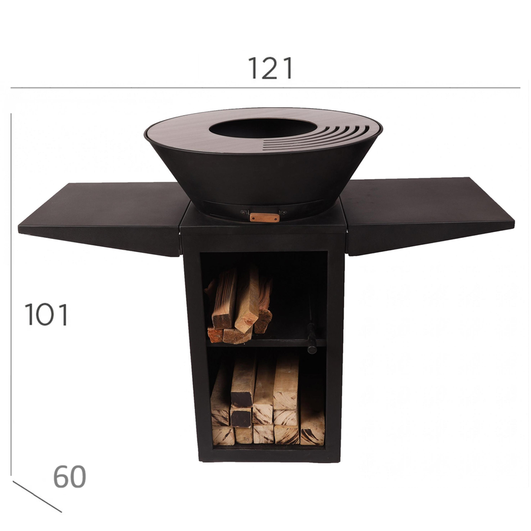 Barbacoa negra con soporte plancha y grill EFP57B
