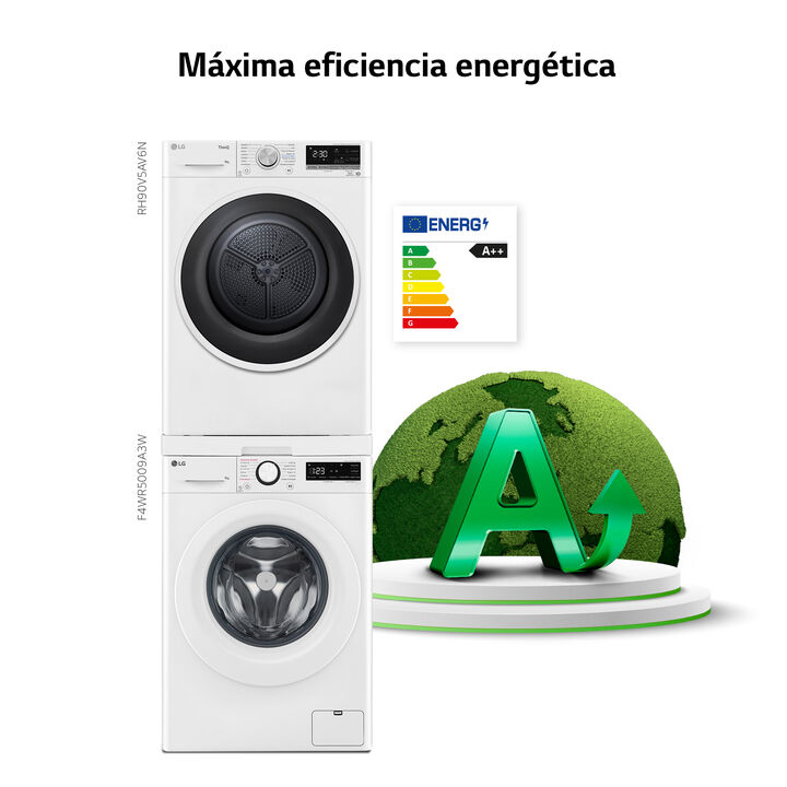 Torre LG 9/9 kg con AI Direct Drive y secado eficiente A++