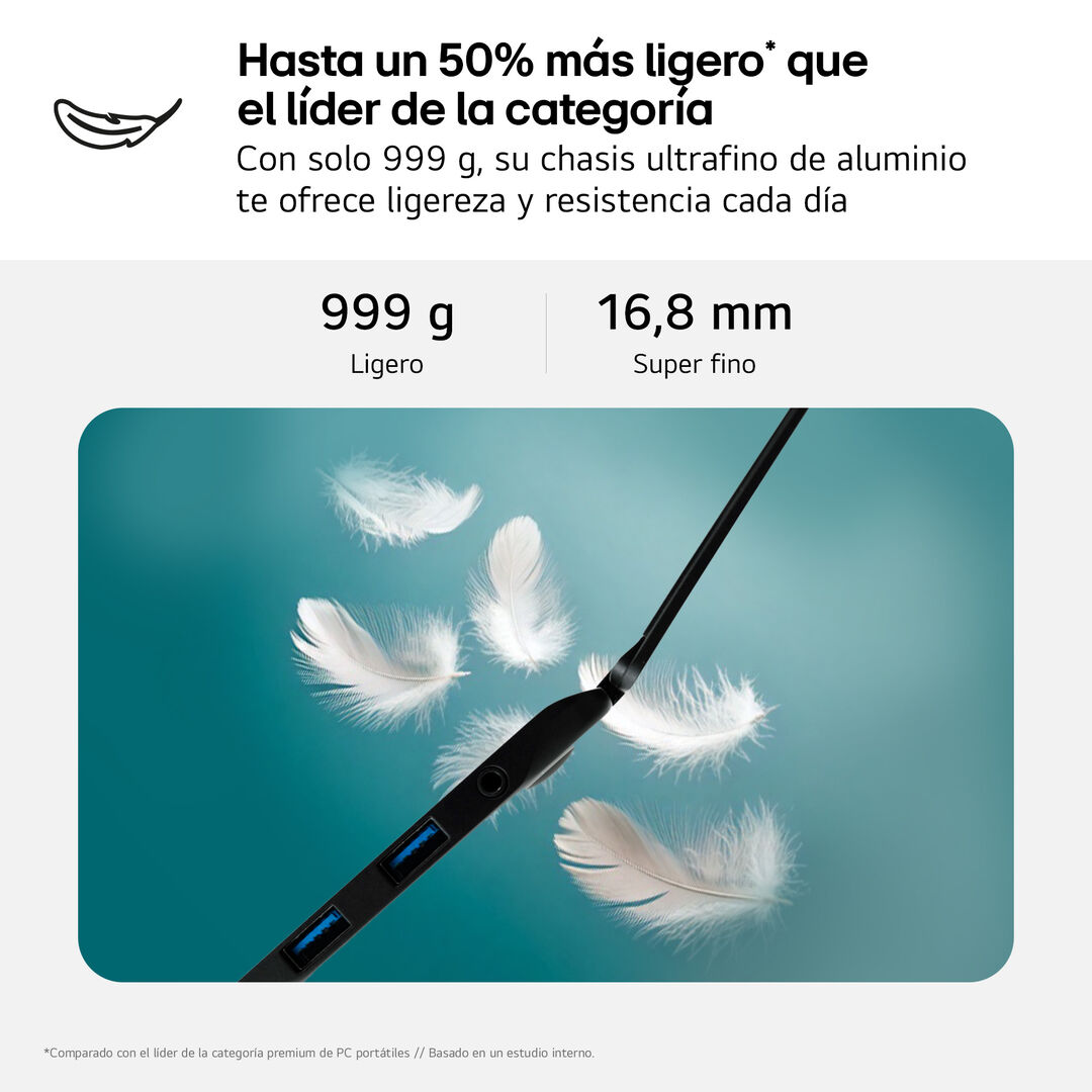 Port&aacute;til 14" LG gram - 14Z90RU, Windows 11, Intel&reg; Core&trade; i5, 16 GB RAM, 512 GB SSD, Panel IPS WUXGA (1920x1200), Ligero 1 kg, 24,5 Horas de bater&iacute;a, Negro