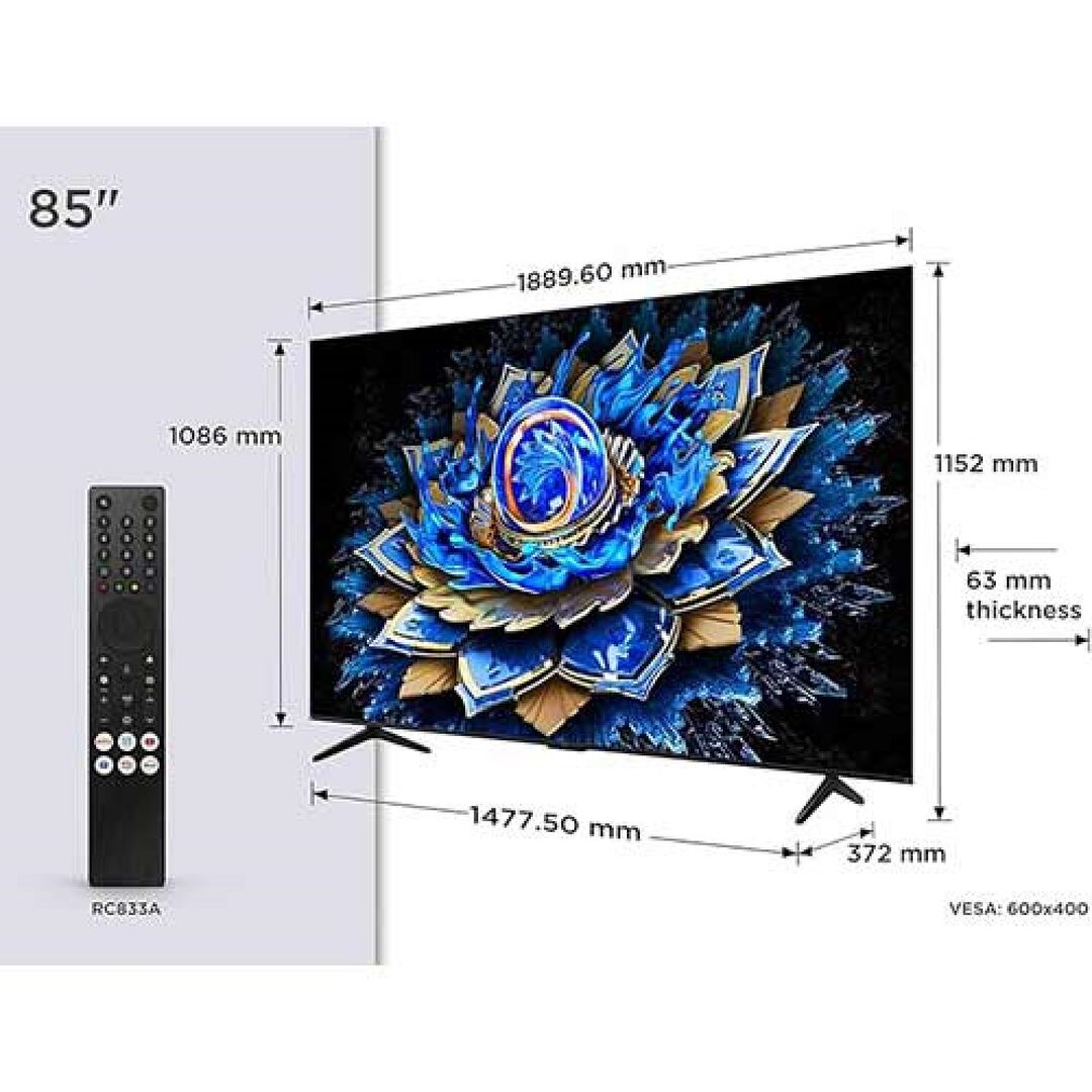 TV 85" QLED 4K TCL 85T69C SMART TV