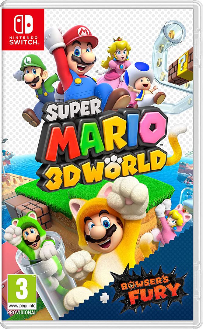SUPER MARIO 3D WORLD + BOWSERS FURY SWITCH JUEGO F&Iacute;SICO NINTENDO SWITCH
Trepa por los muros y dales unos buenos ara&ntilde;azos a tus enemigos gracias a la supercampana, cl&oacute;nate con las duplicerezas o ponte una caja ca&ntilde;&oacute;n de gorro y fr&iacute;e a proyectiles a quien se te ponga a tiro.
Esta versi&oacute;n mejorada de Super Mario 3D World trae consigo varias novedades en la mec&aacute;nica de juego. Por ejemplo, ahora los personajes podr&aacute;n correr m&aacute;s r&aacute;pido y trepar m&aacute;s alto al usar la supercampana. &iexcl;Incluso puedes aprovechar los controles por movimiento!
Adem&aacute;s de poder jugar en modo local con hasta tres amigos, &iexcl;ahora los jugadores podr&aacute;n disfrutar del caos multijugador en l&iacute;nea!
 
Video will open in a new window