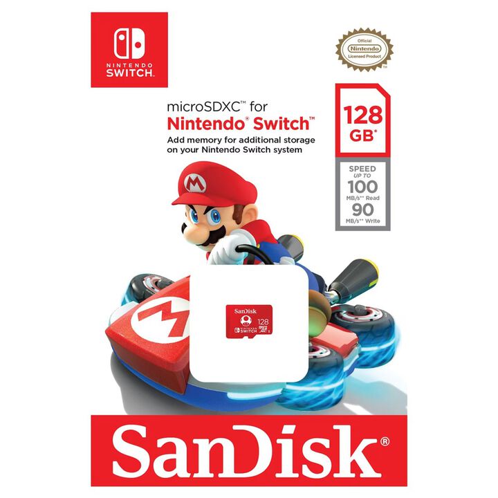 Descripci&oacute;n:

La tarjeta microSDXC SanDisk para la consola de juegos Nintendo Switch est&aacute; dise&ntilde;ada para proporcionar un almacenamiento fiable a medida que conquistas nuevos niveles.

Esta tarjeta microSDXC de SanDisk solamente es compatible con Nintendo Switch (y no con Nintendo Switch 2).

Si necesitas ampliar tu capacidad de almacenamiento en Nintendo Switch 2, consulta la selecci&oacute;n de tarjetas microSD Express.

Espacio para explorar

A&ntilde;ade hasta 128 GB* de almacenamiento a tu Nintendo Switch en cuesti&oacute;n de segundos y descansa tranquilo sabiendo que tienes espacio para tus juegos favoritos.

Sum&eacute;rgete en el juego r&aacute;pidamente

Con velocidades de transferencia de hasta 100 MB/s1, la tarjeta microSDXC de SanDisk para Nintendo Switch ofrece un alto rendimiento constante para que puedas cargar juegos r&aacute;pidamente.

Almacena m&aacute;s, lleva menos

Con la microSDXC de SanDisk para Nintendo Switch, podr&aacute;s guardar tus juegos digitales favoritos en un solo lugar para estar listo para jugar en cualquier momento.

Garant&iacute;a limitada de por vida

La tarjeta microSDXC de SanDisk para Nintendo Switch est&aacute; respaldada por una garant&iacute;a limitada de por vida, por lo que tus juegos siempre tendr&aacute;n un espacio fiable al que llamar hogar.

Informaci&oacute;n

*1 GB = 1 000 000 000 bytes. El almacenamiento real del usuario es menor.

1. 128 GB-256 GB: Velocidad de lectura de hasta 100 MB/s; velocidad de escritura de hasta 90 MB/s. 64 GB: Velocidad de lectura de hasta 100 MB/s; velocidad de escritura de hasta 60 MB/s. Seg&uacute;n pruebas internas; el rendimiento puede ser inferior en funci&oacute;n de la interfaz del host del dispositivo, las condiciones de uso y otros factores. 1 MB = 1 000 000 bytes.