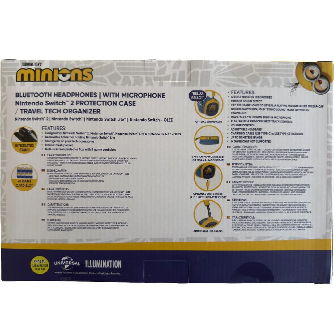 Pack Minions Auriculares Bluetooth Micr&oacute;fono Funda