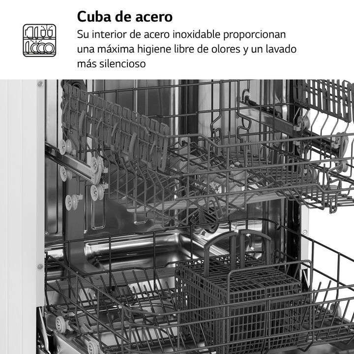 Lavavajillas LG 13 cubiertos con acero inoxidable, 8 programas y eficiencia E