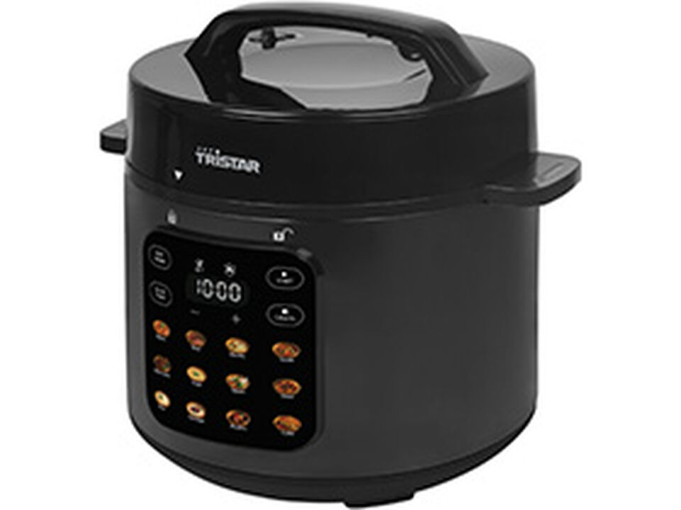 Presentamos la Olla a Presi&oacute;n Tristar RK-6160, un elemento esencial en la cocina para comidas r&aacute;pidas y deliciosas. Con un volumen de 6L y un potente motor de 1000W, esta olla a presi&oacute;n est&aacute; dise&ntilde;ada para simplificar tu experiencia culinaria. Con 12 programas preestablecidos y una pantalla t&aacute;ctil f&aacute;cil de usar, prepara sin esfuerzo tus platos favoritos mientras conserva los nutrientes y sabores.