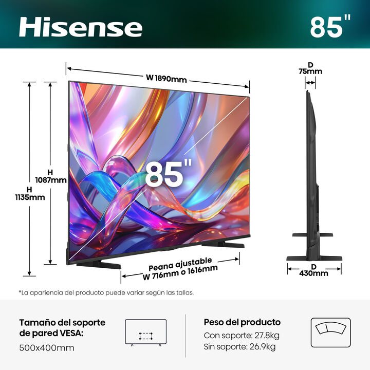 Smart TV QLED Gaming TV 85" 4K UHD - 85E7S