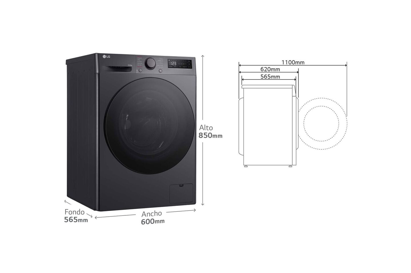 Lava-secadora 10 kg/6 kg inox grafito con AI DD™, TurboWash 360°, Steam™ y Wi-Fi.
