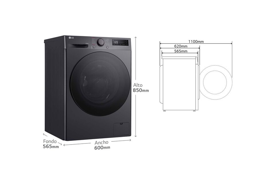 Lava-secadora 10 kg/6 kg inox grafito con AI DD™, TurboWash 360°, Steam™ y Wi-Fi.