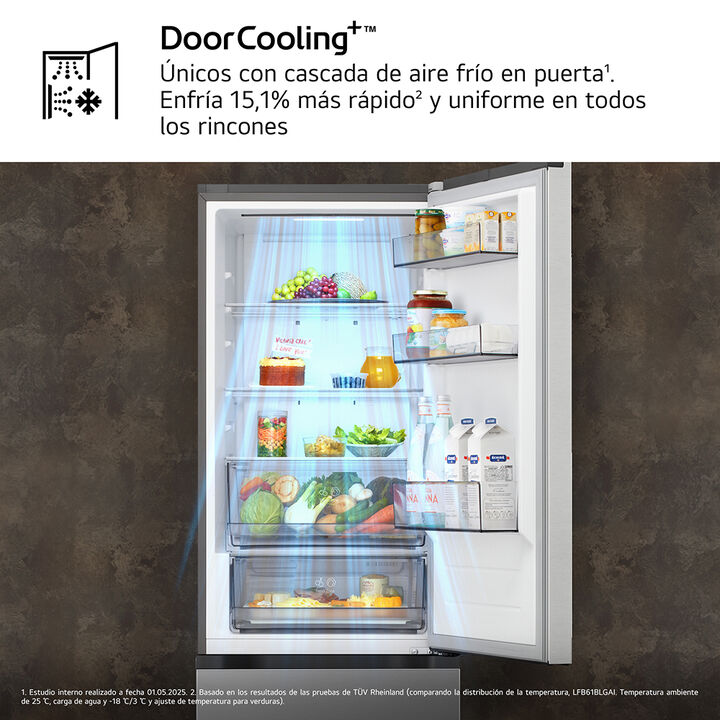 Frigor&iacute;fico Combi LG GBBSJ10EPY, 341L, No Frost, DoorCooling+, Inox antihuellas, Clase E