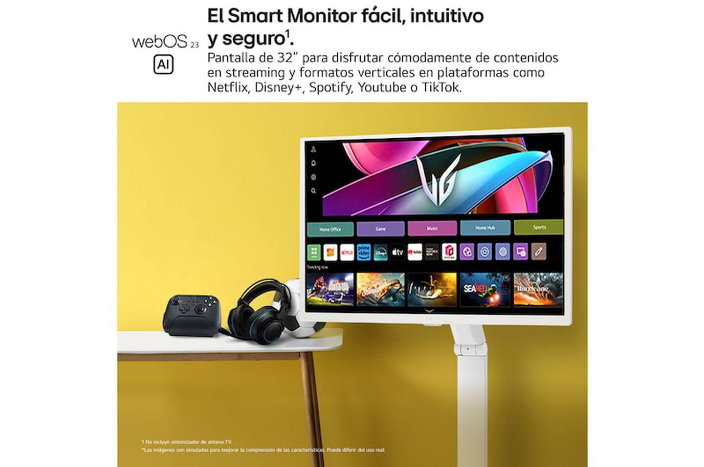 Monitor LG Smart Monitor MyView 32" Full HD IPS con webOS 23, altavoces, USB-C y peana flexible