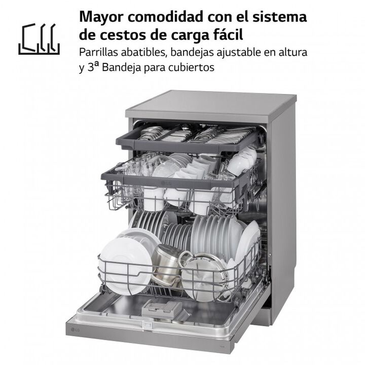Lavavajillas 14 servicios Inox con QuadWash, autodiagn&oacute;stico y rack flexible.