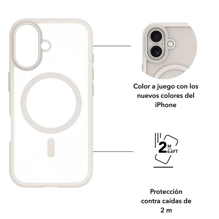 Funda iPhone 16 Blanco + Protector Ecoshield