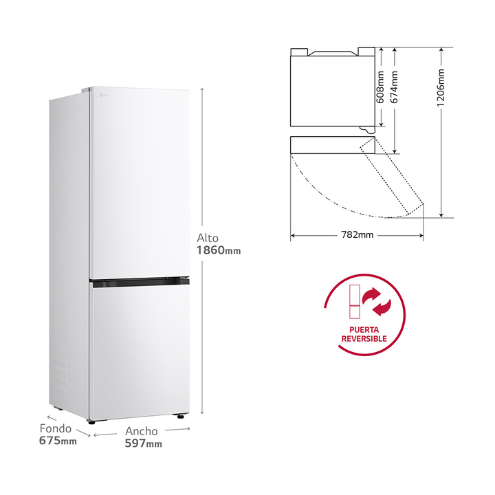 Frigor&iacute;fico Combi LG GBBSJ10ESW, 333L, No Frost, DoorCooling+, Blanco, Clase E