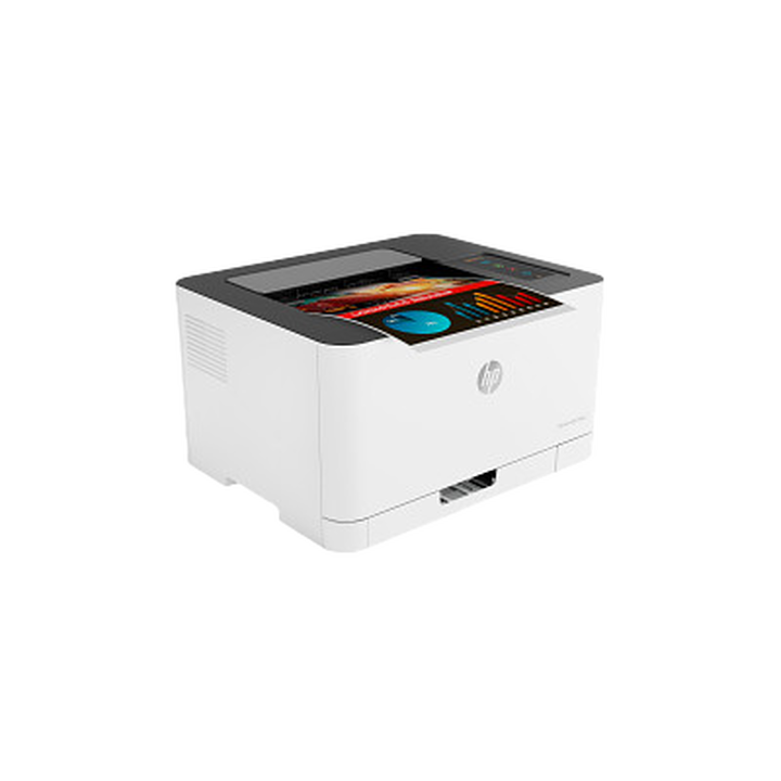 HP Color Laser 150nw a color más pequeña del mundo de su categoría. Imprime y obtén resultados en color de alta calidad, incluso desde tu teléfono.