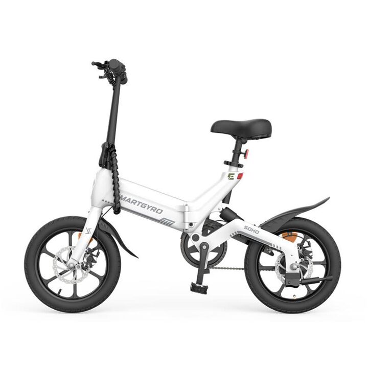 Bicicleta el&eacute;ctrica de paseo con asistente al pedaleo, motor de 250W 36V, bater&iacute;a de 10Ah, Ruedas de 16", cuadro de aleaci&oacute;n de magnesio AM60B, Autonom&iacute;a de hasta 60 Km y 4 modos de velocidad smartGyro Soho ICE
