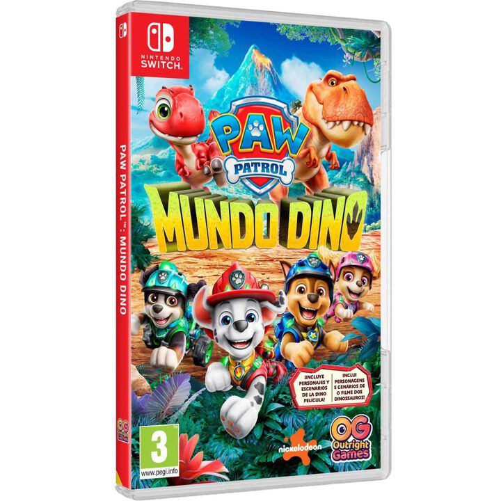 PATRULLA CANINA PAW PATROL MUNDO DINO SWITCH JUEGO F&Iacute;SICO DE LA PATRULLA CANINA PARA NINTENDO SWITCH VERSI&Oacute;N ESPA&Ntilde;OLA GARANT&Iacute;A EUROPEA EUROPEAN WARRANTY

&iexcl;Viaja al pasado, rescata a los dinosaurios y salva el d&iacute;a!

&iexcl;ROAAR! As&iacute; es como suena un problem&oacute;n... &iquest;Ese ruido viene de la Isla Dino? Parece que Rex necesita a la Patrulla Canina para salvar el d&iacute;a. El alcalde Humdinger est&aacute; causando el caos. Los dinosaurios est&aacute;n asustados y descontrolados. Ay&uacute;dales a volver sanos y salvos con sus familias


Ad&eacute;ntrate en un mundo abierto colosal con Chase, Marshall, Rubble, Skye, Rocky y Zuma. Primera parada: ve con Ryder al Centro M&oacute;vil de la Patrulla Canina, donde descubrir&aacute;s en qu&eacute; misiones de rescate te embarcar&aacute;s con tu cachorro favorito. Corre por las llanuras Dino en busca de huevos; visita el Centro Paleo, donde Heidi y Eugenia te ense&ntilde;ar&aacute;n a cuidar de tus nuevos dinoamigos; decora sus recintos para que se sientan como en casa; rastrea coleccionables por las orillas arenosas y descubre cuevas rocosas con piscinas secretas o cambia al modo veh&iacute;culo para atravesar una jungla repleta de &aacute;rboles alt&iacute;simos, lianas interminables y frutas tropicales.

Crea conjuntos prehist&oacute;ricos para tu cachorro, tu veh&iacute;culo y los dinosaurios, y completa cada misi&oacute;n pisando fuerte y con estilo. Sum&eacute;rgete en divertidos minijuegos y descubre sorpresas gigantes, tanto en solitario como junto a un amigo en el modo para dos jugadores. Si te pierdes en plena naturaleza, recuerda que puedes seguir las huellas y buscar el icono de ayuda.

&iquest;Podr&aacute;s detener el caos y llegar al volc&aacute;n antes de que entre en erupci&oacute;n? Con la ayuda de los dinoexpertos, Rex y Timmy, lo conseguir&aacute;s.

&iexcl;No hay nada imposible en esta dinoaventura!

CARACTER&Iacute;STICAS:

    S&Eacute; FUERTE, VALIENTE Y RUGE: Juega junto a Rex y Timmy y divi&eacute;rtete con la Patrulla Canina.
    RESCATA DINOSAURIOS: Ayuda a los dinosaurios perdidos a reunirse con sus familias y cu&iacute;dalos.
    ACCI&Oacute;N ENTRE F&Oacute;SILES: Activa las habilidades especiales de cada cachorro para superar obst&aacute;culos y detener el caos provocado por Humdinger.
    PISA CON ESTILO: Descubre accesorios, aspectos y adornos para personalizar a tu cachorro y al dinosaurio.
    EXPLORA LA NATURALEZA SALVAJE: Descubre las llanuras Dino, las orillas con piscinas secretas, la jungla llena de frutas tropicales y las cuevas de cristal del volc&aacute;n.