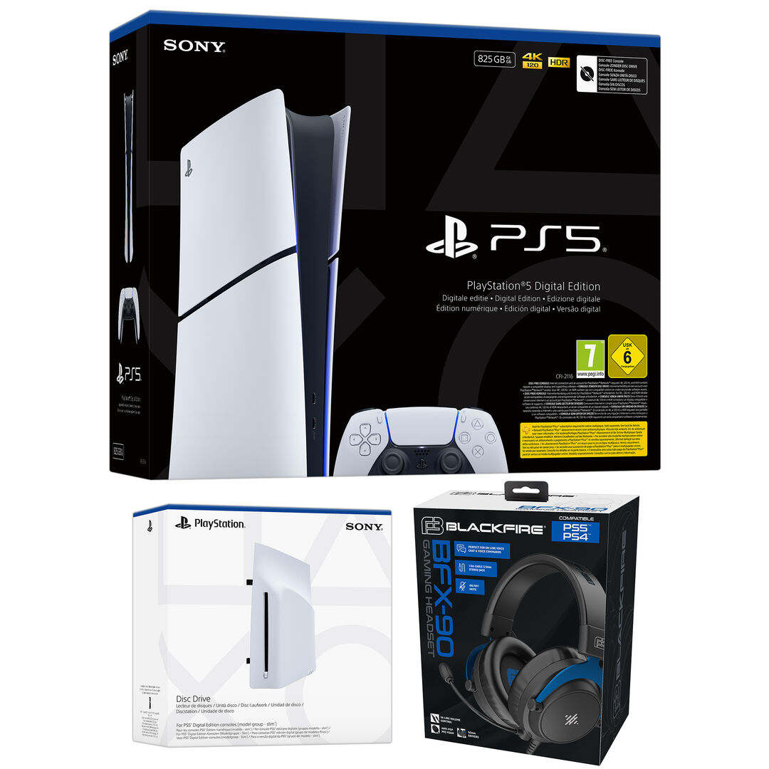 Pack Consola PS5 DIGITAL+Unidad disco+Auriculares