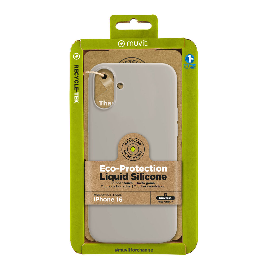 Nuestra funda liquid de muvit for change, fabricada en silicona reciclada certificada, aporta un tacto extra suave con un acabado interior en microfibra. A&ntilde;ade un toque de color a tu iPhone 

La protecci&oacute;n del medio ambiente es, hoy en d&iacute;a, una preocupaci&oacute;n en todo momento, con las fundas recycletek de muvit for change, proponemos una gama de fundas reciclables, fabricadas con materiales reciclados con certificado GRS. Una manera responsable de proteger nuestro smartphone.&nbsp;
