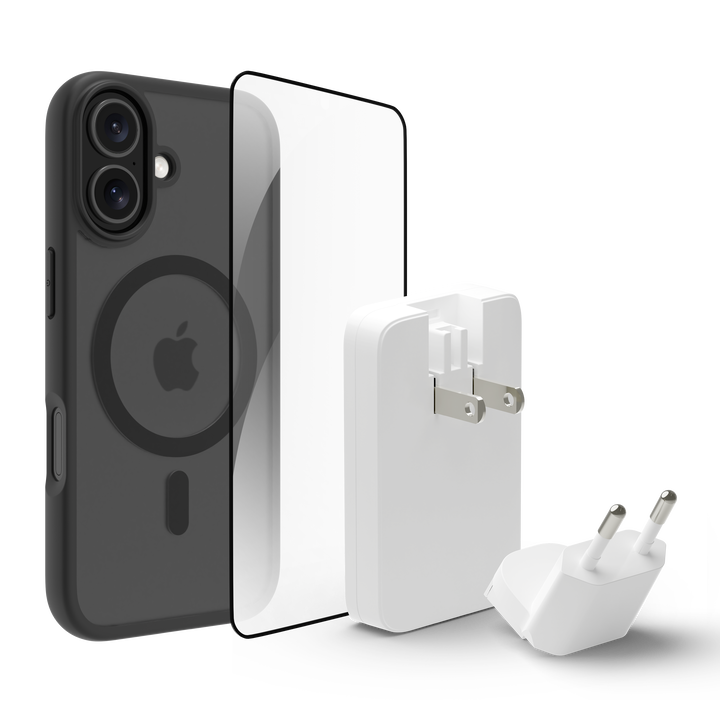 Funda iPhone 17 Negra MS + ECO PROTECTOR+ cargador 45W, carga r&aacute;pida