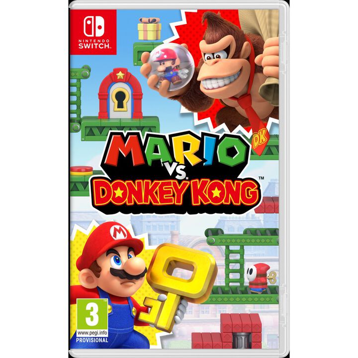 MARIO VS DONKEY KONG NINTENDO SWITCH VERSIÓN ESPAÑOLA

¡Estos juguetes tienen cuerda para rato!

La chispa de rivalidad que prendió en Game Boy Advance se reaviva en Mario vs. Donkey Kong para Nintendo Switch, que cuenta con gráficos totalmente nuevos. Resuelve todo tipo de puzles y pon a prueba tus dotes para las plataformas en tu afán por recuperar los Minimarios robados.

¡Arrebátale los Minimarios a Donkey Kong!

Donkey Kong quería hacerse con el nuevo Minimario de juguete, pero, como ya no quedaba ni uno, decidió irrumpir en la fábrica y robar todas las existencias. ¡Ahora le toca a Mario ir detrás de él para recuperar los juguetes!

Pon a prueba tu ingenio con puzles y plataformas

¡Te aguardan niveles repletos de puzles! Avanza por ellos y usa la llave para abrir la puerta tras la que se oculta un Minimario.

Observa el entorno con atención, tira de astucia para decidir la mejor ruta y lúcete en las plataformas para superar obstáculos y llegar hasta los juguetes robados.
¡Diversión para dos!

Pásale un mando a otro jugador para que te eche una mano en el modo cooperativo local. Con la ayuda de un amigo o un familiar, ¡quizá descubras nuevas rutas a través de niveles peliagudos!