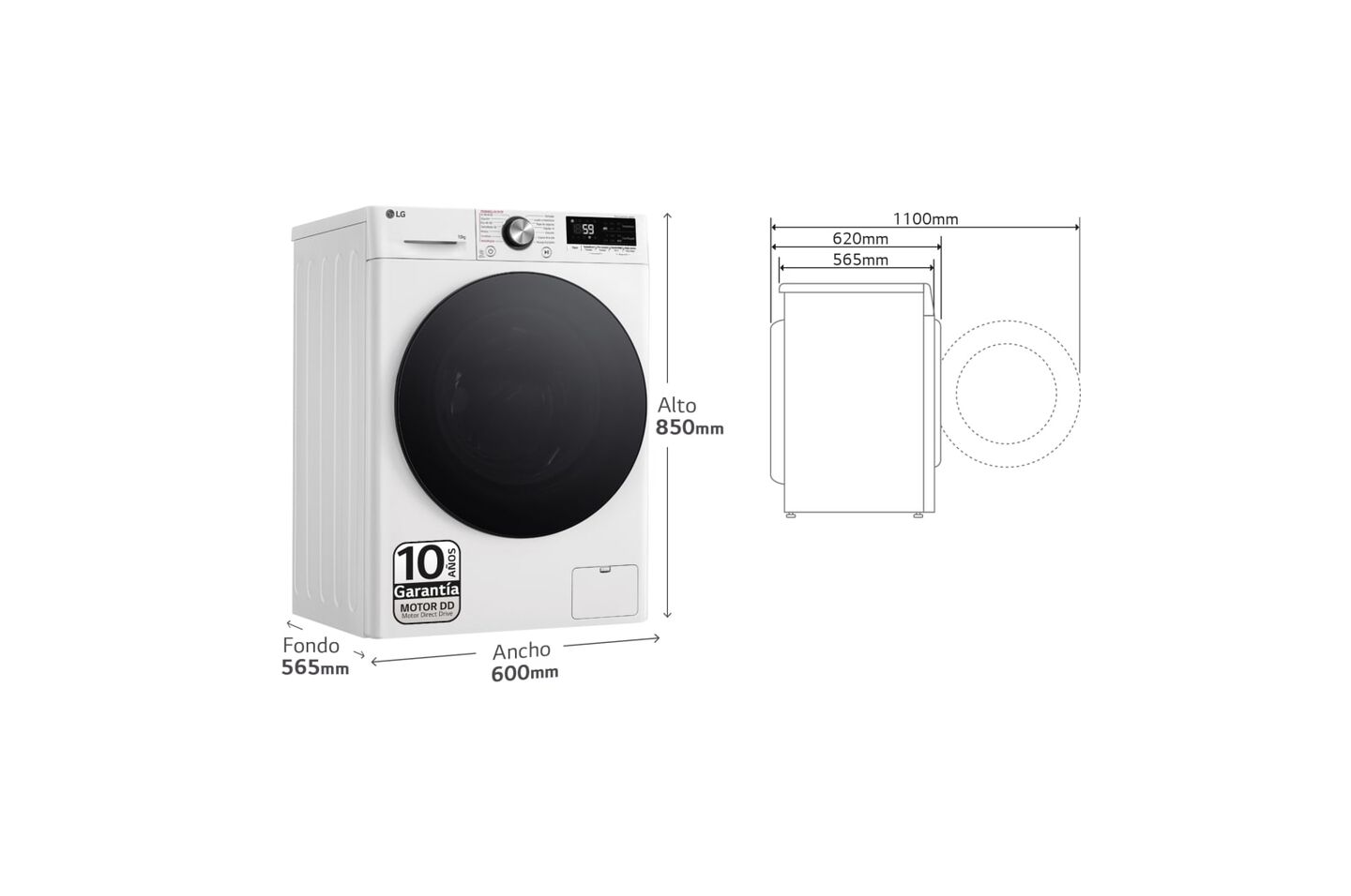 Lavadora 10 kg con IA, TurboWash, vapor y conectividad Wi-Fi.