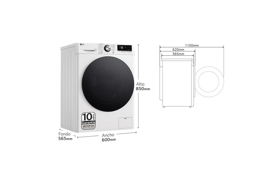 Lavadora 10 kg con IA, TurboWash, vapor y conectividad Wi-Fi.