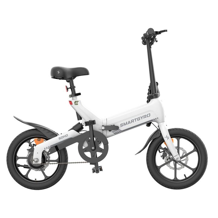 Bicicleta el&eacute;ctrica de paseo con asistente al pedaleo, motor de 250W 36V, bater&iacute;a de 10Ah, Ruedas de 16", cuadro de aleaci&oacute;n de magnesio AM60B, Autonom&iacute;a de hasta 60 Km y 4 modos de velocidad smartGyro Soho ICE