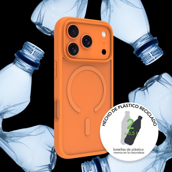 Funda iPhone 17 Pro Max MS Naranja+ ECO PROTECTOR+ PowerBank Wireless 5.000mAh