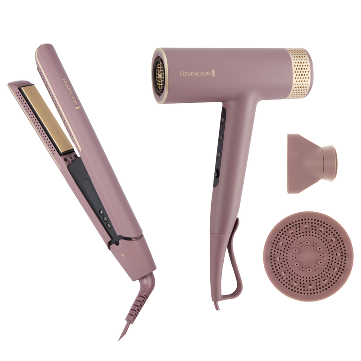 Secador digital AIRvive&trade; EC8930
Consigue una suavidad sin encrespamiento que te encantar&aacute; con el secador digital AIRvive&trade; de REMINGTON&reg;. Su tecnolog&iacute;a Ionic Air antiest&aacute;tica de alta velocidad seca el cabello r&aacute;pidamente sin da&ntilde;arlo por calor extremo, a la vez que libera microacondicionadores activados por calor por el cabello para protegerlo del encrespamiento durante todo el d&iacute;a1. El motor digital avanzado gira 5 veces m&aacute;s r&aacute;pido2 para generar potentes velocidades de aire que permiten secar r&aacute;pidamente incluso el cabello m&aacute;s largo y grueso.

Plancha estrecha AIRvive&trade; S8930
Te esperan unos resultados un 80 % m&aacute;s suaves1 con la plancha estrecha AIRvive&trade; de REMINGTON&reg;. Mientras te peinas, la delicada tecnolog&iacute;a Ionic Air ayuda a eliminar la electricidad est&aacute;tica y enfr&iacute;a el cabello al instante para fijar el peinado y conseguir un acabado elegante. 
Las placas de peinado con revestimiento cer&aacute;mico ultrasuave no solo se deslizan sin esfuerzo por el cabello, sino que adem&aacute;s est&aacute;n impregnadas con nuestra nueva f&oacute;rmula de microacondicionadores activados por calor, que se transfieren al cabello para mantener a raya el encrespamiento durante todo el d&iacute;a2. 
La plancha est&aacute; dise&ntilde;ada teniendo en cuenta todo tipo de texturas y grosores de cabello.