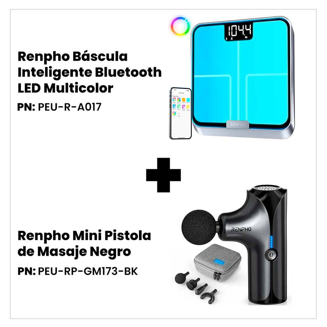 Renpho B&aacute;scula inteligente+Pistola de masaje mini