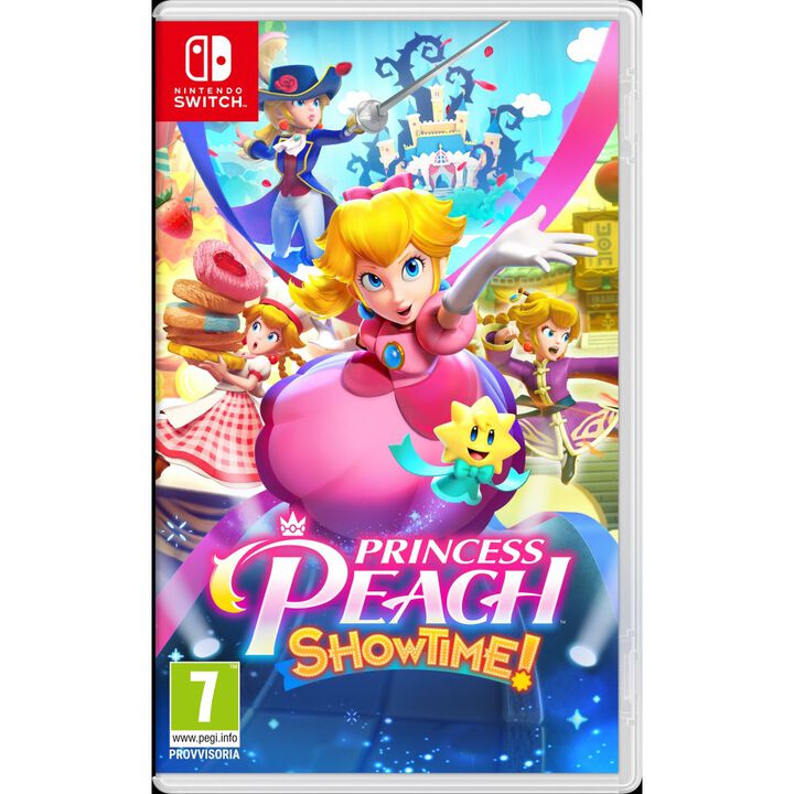 PRINCESS PEACH SHOWTIME! NINTENDO SWITCH VERSI&Oacute;N ESPA&Ntilde;OLA

El escenario est&aacute; listo para que vivas una gran aventura en Princess Peach: Showtime! para Nintendo Switch!

&iexcl;La princesa Peach acapara todos los focos!

La princesa Peach y sus amigos llegan al Teatro Esplendor para disfrutar del espect&aacute;culo, pero la malvada Grape y la Compa&ntilde;&iacute;a Mala&uacute;va irrumpen en escena y se adue&ntilde;an del lugar. La obra perfecta se convierte en tragedia, as&iacute; que... &iexcl;Peach deber&aacute; luchar para sacar la funci&oacute;n adelante y que no se cierre el tel&oacute;n!

Una obra muy lucida

&iexcl;Usa la cinta que Peach recibe de manos de Lucy, la guardiana del teatro, para enfrentarte a la Compa&ntilde;&iacute;a Mala&uacute;va y salvar a los int&eacute;rpretes!
Transformaciones sensacionales

Al transformarse, Peach obtiene nuevas habilidades. Como espadachina, mantendr&aacute; a raya a la Compa&ntilde;&iacute;a Mala&uacute;va a espadazo limpio; como detective, investigar&aacute; las pistas para desenmascarar al culpable. Hay muchos espect&aacute;culos que rescatar, as&iacute; que m&aacute;s transformaciones aguardan entre bambalinas, &iexcl;como la de repostera y la de maestra de kung-fu!