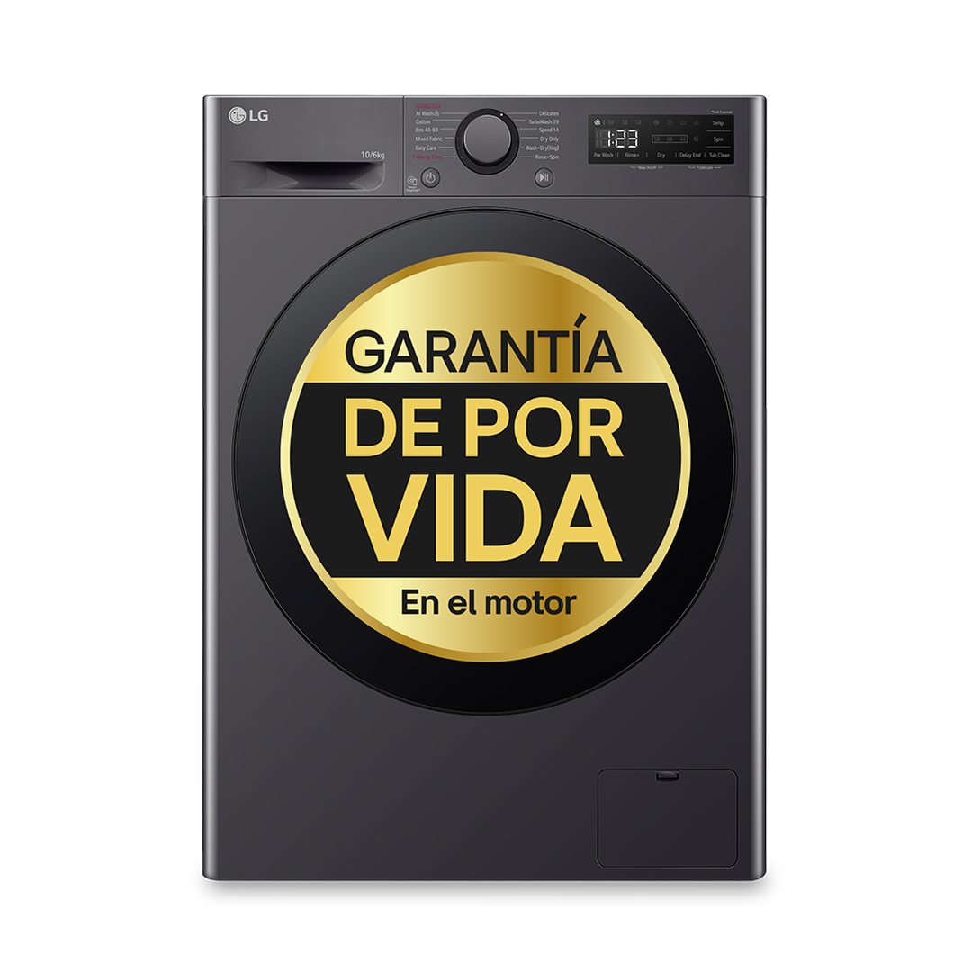Lava-secadora 10 kg/6 kg inox grafito con AI DD™, TurboWash 360°, Steam™ y Wi-Fi.