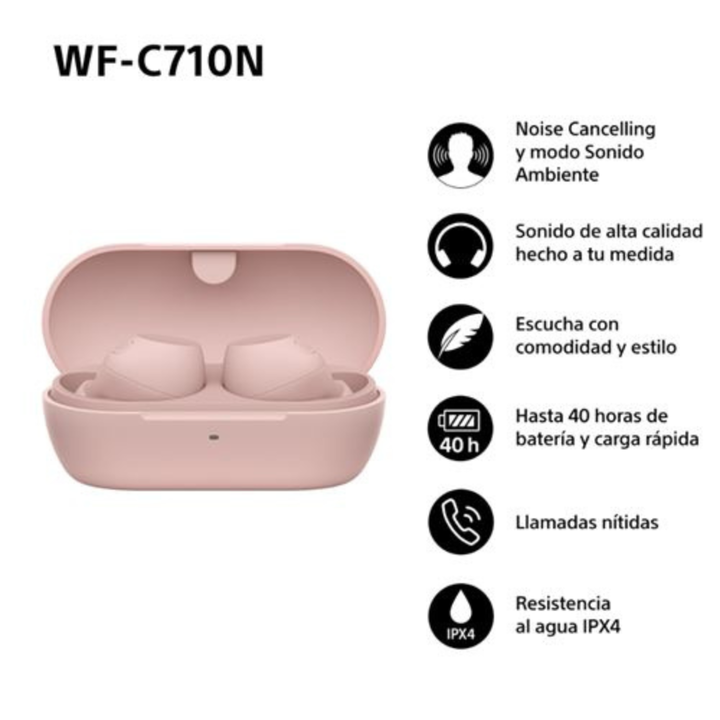 <p>Presentamos los auriculares inal&aacute;mbricos con Noise Cancelling Sony WF-C710N.-</p>