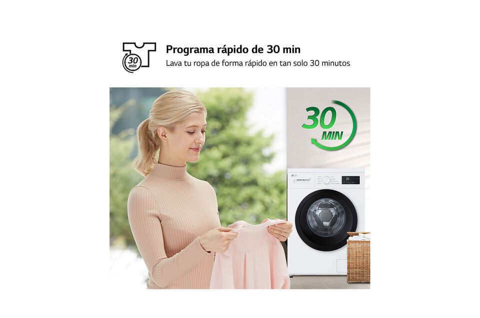 Lavadora LG 9 kg con AI Direct Drive, Steam y fondo 47 cm