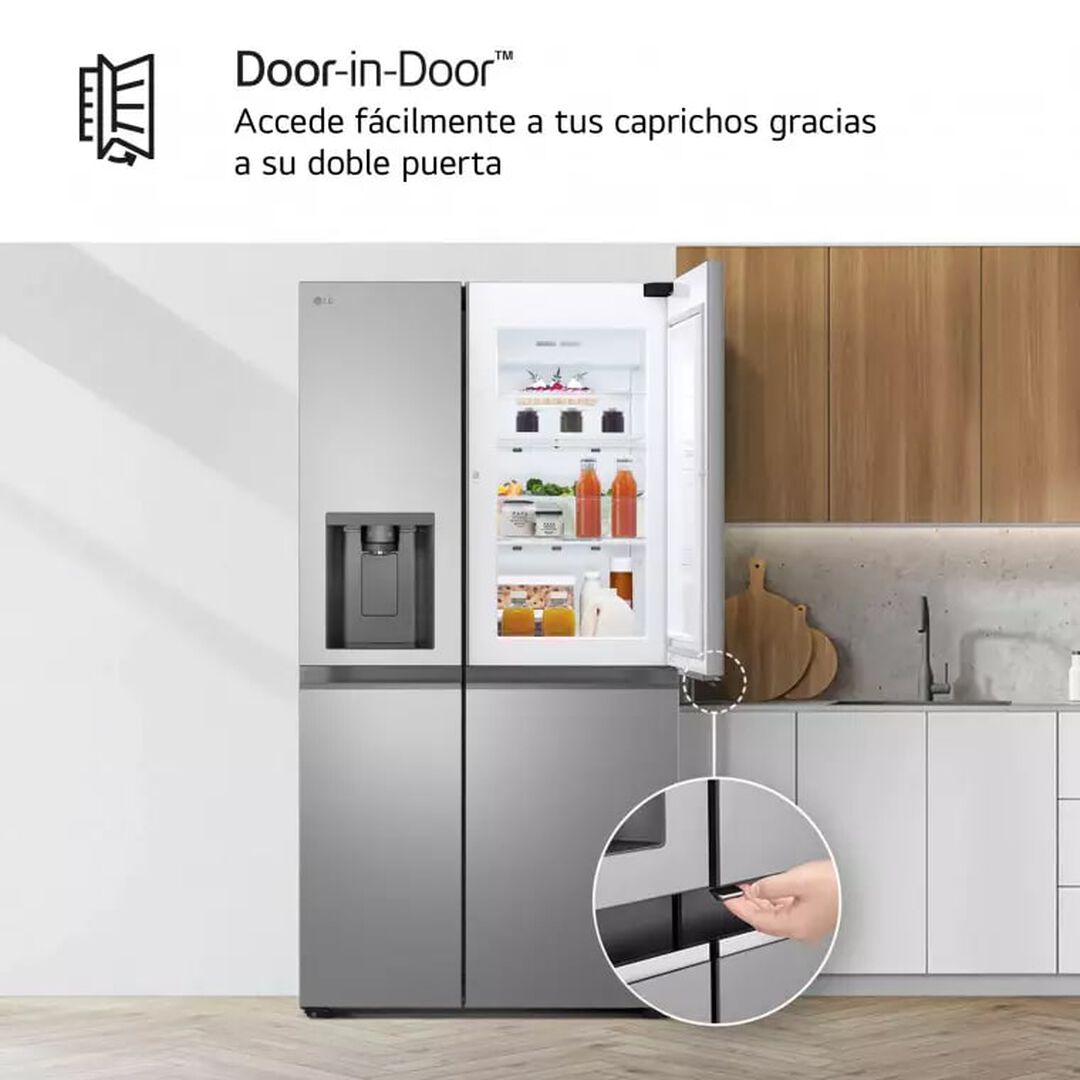 Frigor&iacute;fico Side by Side 641 L, inox antihuellas, con DoorCooling+, LINEARCooling y dispensador de agua y hielo.