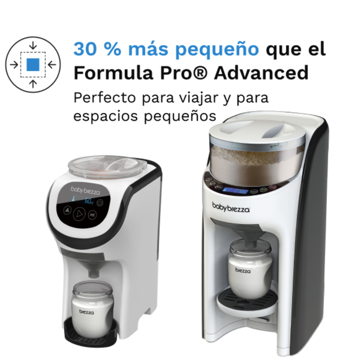Preparador autom&aacute;tico y compacto que mezcla y dispensa f&oacute;rmula y agua para preparar un biber&oacute;n en segundos. Su tecnolog&iacute;a de mezclado patentada consigue una mezcla homog&eacute;nea y sin burbujas, mientras que su dise&ntilde;o un 30 % m&aacute;s compacto que el Formula Pro Advanced lo hace ideal para espacios reducidos y para viajar. Permite preparar biberones de 60 a 300 ml en incrementos de 30 ml y es compatible con pr&aacute;cticamente todas las marcas de f&oacute;rmula y tipos de biber&oacute;n. Dispone de controles digitales, dep&oacute;sito de f&oacute;rmula herm&eacute;tico y es libre de BPA.