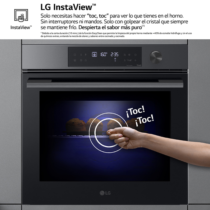 Horno multifunci&oacute;n pirol&iacute;tico de 76 litros con InstaView, EasyClean, Air Fry, Air Sous-Vide y dise&ntilde;o en acero negro mate. Clase A+ y cocci&oacute;n uniforme ProBake.