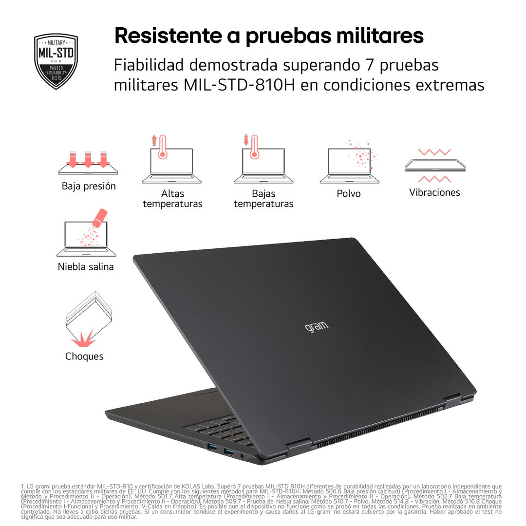 Portátil 16" LG gram - 16Z90TP, Windows 11, Intel® Arrow Lake, 32 GB RAM, 1TB SSD, Pantalla OLED, Ligero 1,2 Kg, 19.5 h, AI, Negro