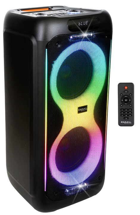 <p class="descripcion-producto">
  Este elegante altavoz multifunci&oacute;n iluminar&aacute; todas tus fiestas y eventos. 
  Con sus juegos de luces alrededor de los altavoces y a lo largo de los laterales del equipo, 
  as&iacute; como con los 2 estroboscopios en la parte superior e inferior, 
  este altavoz cautivar&aacute; a tus invitados y los animar&aacute; a disfrutar.
</p>