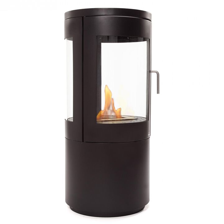 El BESTFIRE VIEW est&aacute; dise&ntilde;ado en forma de cilindro con una abertura interna donde se emiten llamas, tiene un tama&ntilde;o de 43 x 43 x 95cm y pesa 35kg, adem&aacute;s incluye un dep&oacute;sito de acero inoxidable de 2L para garantizar su resistencia y seguridad. Este modelo combina eficiencia y seguridad, no genera humo ni cenizas, es f&aacute;cil de mantener y se puede utilizar tanto en interiores como en exteriores.