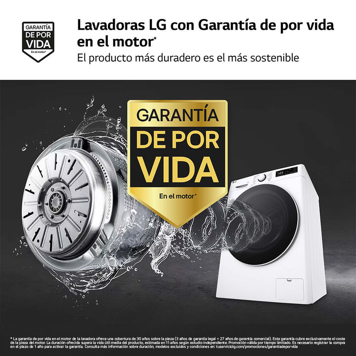Lavadora LG 9 kg con AI Direct Drive, TurboWash 360 y Steam