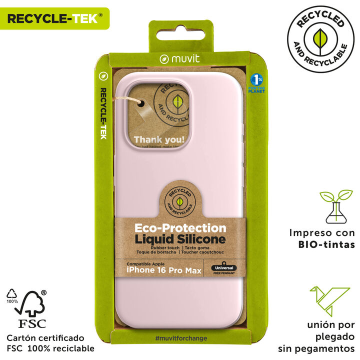 Nuestra funda liquid de muvit for change, fabricada en silicona reciclada certificada, aporta un tacto extra suave con un acabado interior en microfibra. A&ntilde;ade un toque de color a tu iPhone 

La protecci&oacute;n del medio ambiente es, hoy en d&iacute;a, una preocupaci&oacute;n en todo momento, con las fundas recycletek de muvit for change, proponemos una gama de fundas reciclables, fabricadas con materiales reciclados con certificado GRS. Una manera responsable de proteger nuestro smartphone.&nbsp;