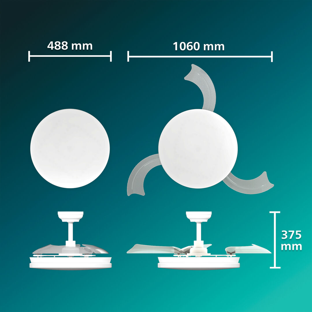 Ventilador Plegable de Techo Tynl DC Blanco